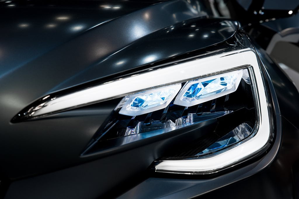 headlights on black car