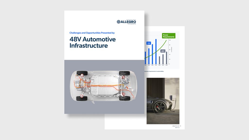 Front cover of the Allegro MicroSystems whitepaper titled Challenges and Opportunities Presented by 48V Automotive Infrastructure.