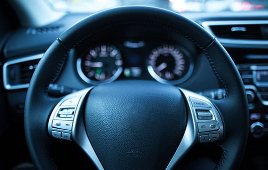 Steering wheel close up, featuring magnetic positioning sensor, position sensors, and absolute position sensors