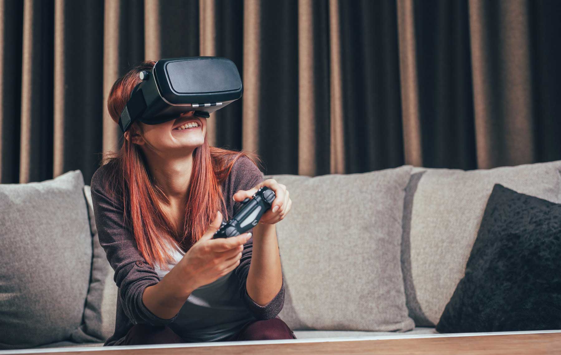 Woman with VR controller