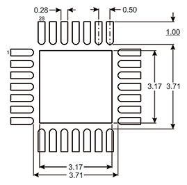 Figure 1: PCB Land Layout for 5 mm X 5 mm 28-Lead PQFN