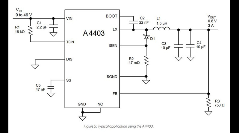A4403 Buck Converter Typical Application Diagram