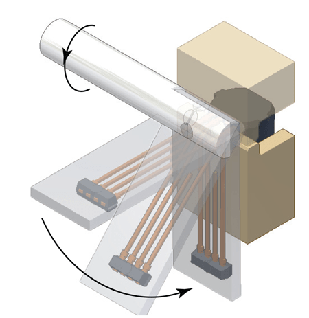 Figure 17. Paddle forming fixture; clamping above and below the pins is required to prevent damage to the device