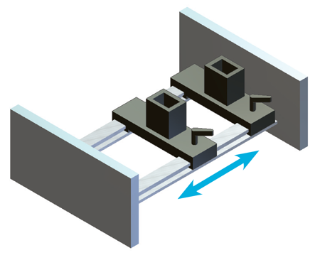 Figure 8. Commercial linear bearing mechanisms can be used for swapping tools in-line.