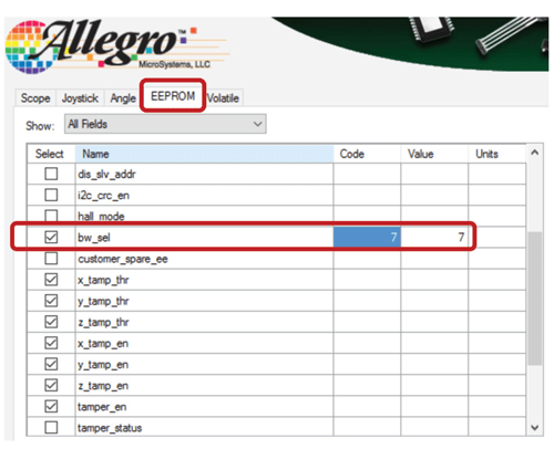 Figure 7: Fastest BW Select Code = 7