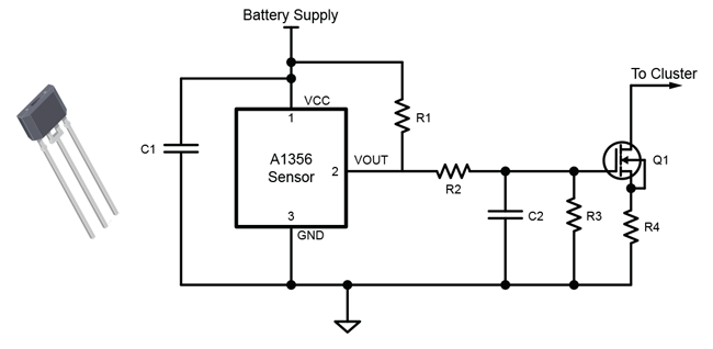 图 5：将 A1356 的 PWM 输出转换为电流的电路