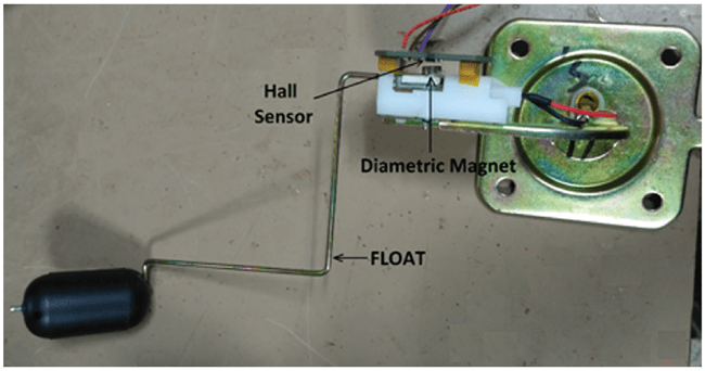 图 6：霍尔传感器和磁体在燃料传感器组件上的布置