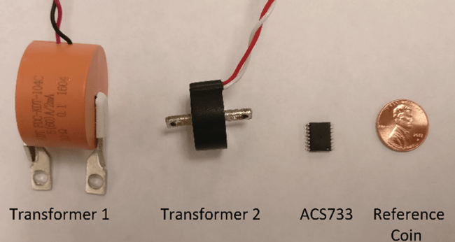 Figure 5: Size Comparison of ACS733 and Current Transformers