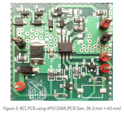 Two Wheeler Stop/Tail LED Driver Figure 3: RCL PCB using APS13568