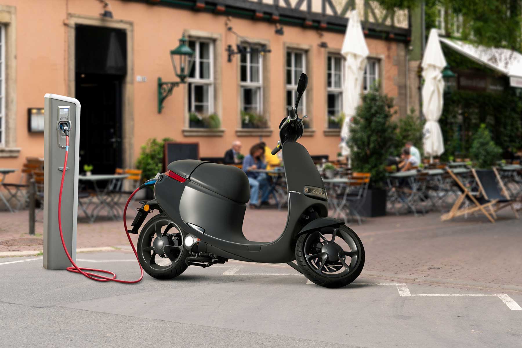 e-Scooter charging on street