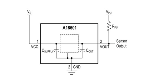 A16601: AC Coupled Differential Crankshaft Position Sensor Typical Application Diagram Image