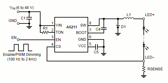 Enig med Uskyldig på vegne af A6211: Constant-Current 3-Ampere PWM Dimmable LED Driver