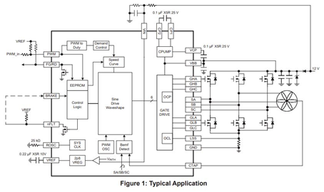 A89332 Three Phase Sensorless Driver Typical Application Diagram