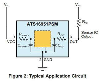 ATS16951: GMR Speed and Direction Crankshaft Position Sensor Typical Application Diagram
